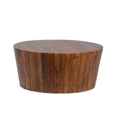 a round wooden table sitting on top of a white background