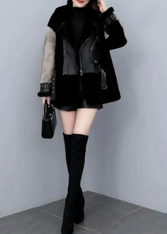 Elegant Warm Fur Coat - Pastel Kitten Unique Clothing Stores, Techwear Fashion, Fur Texture, Leather Accents, Asymmetrical Design, Unique Outfits, Clothes Collection, Faux Fur Coat, Grunge Fashion