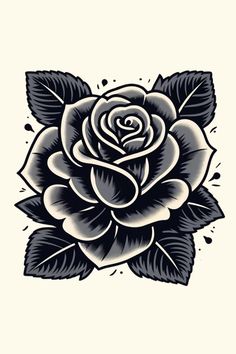 a black and white rose tattoo design