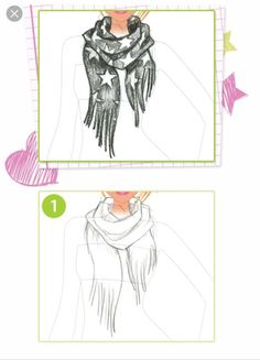 the steps in how to draw a scarf