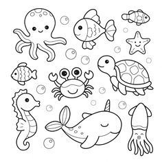 sea animals coloring pages for kids