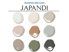 the different shades of paint in this book are shown with text that reads sherylin - williams japan