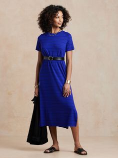 Tie-Waist T-Shirt Midi Dress | Banana Republic Factory Tshirt Dress Outfit, T Shirt Midi Dress, Spring Business Casual, Casual Weekend, Banana Republic Factory, Casual Spring, Dress Outfit, Blue Tshirt, Spring Summer Outfits