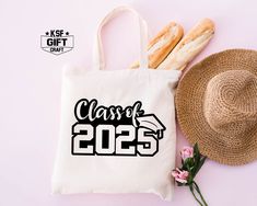 Class Of 2025 Tote Bag, Back To School Tote Bag, Senior 2025 Gift, Graduation Tote Bag, School Tote Bag, Senior 2025 Tote Bag, Student Totes Personalized tote bags are perfect for yourself, Your Company, or as a gift! These are also the ideal bride's, Bridal Shower, Baby Shower, Birthday Party, gift, or proposal gift. IMPORTANT! Natural, White, Gold, Yellow, And Pink color totes Will be black Text color; all Other Colors Will Be White. (2025 Is Not Change) PRODUCT *Measurements15"L x 16"H *12 oz./yd² (US), 20 oz (CA), 100% heavy cotton canvas *20" canvas webbed handles * 9" handle drop *Made from Heavy duty cotton canvas fabric *DTF printing for the best color quality * Bulk discounts are available upon request. Check the Tote bag Color And Text Color Chart In the display Pictures Before O Tote Bag School, Tote Bags For School, School Tote, Class Of 2025, Bag School, Craft Classes, Gift Graduation, Personalized Tote Bags, Proposal Gifts