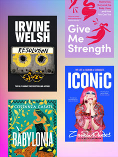 four books with different covers on them, including one in pink and the other in blue