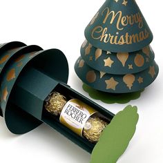 a christmas tree shaped box with chocolates in it