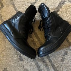 Worn Twice Size 47 Fit Like 13.5 Rick Owens Geobasket, Rick Owens Shoes, Graphic Design Images, Triple Black, Rick Owens, Fitness Inspo, Fit Inspo, Size 13, All Black