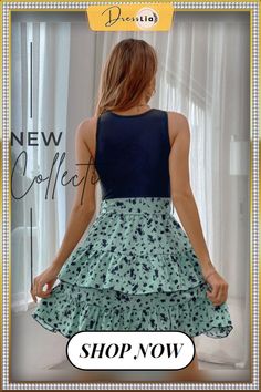 Elegant Sleeveless Round Neck Floral Tank Mini Dress Floral Print Non-stretch Sleeveless Dress, Non-stretch Sleeveless Floral Dress, Sleeveless Ruffled Mini Dress, Non-stretch, Sleeveless Non-stretch Mini Dress With Ruffles, Non-stretch Sleeveless Mini Dress With Ruffles, Casual Fitted Dress With Vest Detail, Mini Tank Dress, Color Pick, Floral Tank