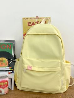 Bird in Bag - Streamlined Drawstring Design College-Inspired Backpack with Ample Storage Space Yellow School Backpack With Pockets, Casual Yellow Backpack For Students, Women Backpack Fashion, Colorful Backpacks, College Design, Writing Numbers, Pink Pattern, Classic Backpack, Zipper Bag