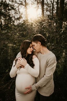 Wedding Portrait Illustration Theme Maternity Photoshoot, Long Sleeve Dress Ideas, Outdoor Winter Wonderland, Couple Pregnancy Pictures, Moody Editing, Winter Maternity Pictures, Wonderland Forest, Cream Long Sleeve Dress, Pregnancy Announcement Photoshoot