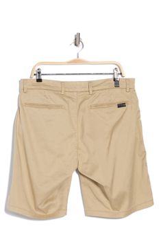 Go casual in solid chino shorts constructed from soft, stretchy twill for all-day comfort. 9" inseam; 11 1/2" front rise (size 33) Zip fly with button closure Front slant pockets; coin pocket; back welt pockets 61% lyocell, 35% cotton, 4% elastane Machine wash, line dry Imported Casual Chino Cotton Twill Shorts With Pockets, Summer Casual Chino Cotton Twill Bottoms, Casual Cotton Bermuda Shorts For Work, Spring Cotton Bermuda Shorts For Business Casual, Spring Business Casual Bermuda Shorts, Cotton Bermuda Shorts For Business Casual, Fitted Cotton Bermuda Shorts For Business Casual, Spring Workwear Bermuda Shorts With 5-inch Inseam, Casual Chino Cotton Twill Shorts