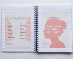 a book opened to a page with information about women in the bible challenge on it