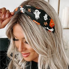 Halloween Headbands For Halloween Or Anytime Non Slip - 9pcs Elastic Fabric Hair Band For Hair, Soft Cotton Cloth Stretchy Sweat Headbands. Brand New Comes Sealed Bag Black Moon And Stars, Orange With Pumpkins, Black With Orange White Skulls And Webs, Black White Ghosts White Webs, Black With Orange Pumpkins Available In Multiples Have These On All Colors. Trendy Fun Spooky Sweet Headband Is The Perfect Way To Celebrate Halloween And Add A Little Bling To Any Look! It Really Adds A Touch Of Spar Adjustable Hair Accessories For Halloween Costume Party, Halloween Punk Black Hair Accessories, Punk Black Hair Accessories For Halloween, Headband For Costume Party, Black Halloween Headband Hair Accessories, Punk Headband For Halloween Costume Party, Punk Style Headband For Halloween Costume Party, Halloween Crown Headband For Costume Party, Black Halloween Headband