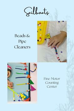 an advertisement for beads and pipe cleaners with images of children's handmade items