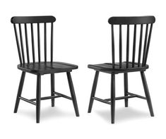 a pair of black chairs sitting next to each other