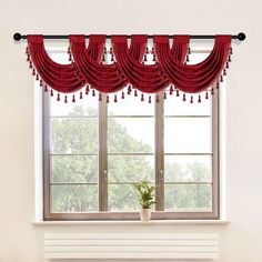 PRICES MAY VARY. 100% Polyester Imported ❤Material: Thick chenille fabric,elegant and soft. Without lining. ❤Size: 4 pieces swag valance,30" wide with 3" pocket. swag near 22"~24" long. ❤We suggest 2 panels swag for 39inch~59inch window, 4 panels for 70inch~110inch. ❤We can only hang swag, also we can hang swag with curtain on one same pole. ❤Easy Care: Please iron valance in low heat to remove wrinkle from packing. *Sold by 4 pieces. 30" wide with 3" pocket. swag near 22"~24" long. *Swag valanc Silver Grey Curtains, Red Waterfall, Living Room Silver, Red Velvet Curtains, Burgundy Curtains, Valances For Living Room, Waterfall Valance, Chenille Curtains, Window Curtains Bedroom