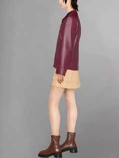 Step into sophistication with the Women's Maroon Leather Cropped Baby Jacket, a chic and timeless piece that seamlessly combines the richness of maroon with the allure of a cropped silhouette. This jacket isn't just outerwear; it's a bold fashion statement that exudes elegance and modern style. Crafted with precision from high-quality leather, the Maroon Leather Cropped Baby Jacket promises not only a sleek and stylish exterior but also durability, creating a garment that stands as a symbol of e Classic Burgundy Leather Jacket For Fall, Classic Burgundy Leather Jacket With Long Sleeves, Elegant Long Sleeve Cropped Jacket For Fall, Elegant Brown Long Sleeve Cropped Jacket, Elegant Long Sleeve Brown Cropped Jacket, Burgundy Leather Jacket For Work, Tailored Leather Jacket With Long Sleeves For Fall, Tailored Long Sleeve Leather Jacket For Fall, Chic Leather Jacket With Concealed Placket