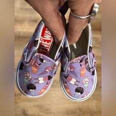 Easy Slip-On W/ Velcro These Are Sooo Cute! So Sad My Daughter Outgrew These Before She Could Wear Them Glitter Ice Cream, Van Color, Ice Cream Cone, Vans Shoes, My Daughter, Color Purple, Kids Shoes, Kids Shop, Shoes Sneakers