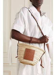 LOEWE + Paula's Ibiza leather-trimmed raffia bucket bag Raffia Bucket Bag, Loewe Paula's Ibiza, Loewe Bag, Perfect Summer, Net A Porter, Leather Trims, Women Collection, Ibiza, Bag Making