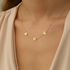 💖✨ Personalised Three Letter Necklace - 14K Gold Plated 💖✨ ✨Elevate your style with our stunning 14K Gold Plated 925 Silver Name Necklace! This exquisite piece features the names of your loved ones, making it a perfect keepsake for celebrating family bonds. Handcrafted with care, it's a heartfelt gift for Mother's Day,💞  birthdays, 🎂 or any occasion that honors the special role of mothers in our lives. Personalize it with up to three names, symbolizing the strength and unity of your family. Made with love and attention to detail, this necklace is sure to become a treasured heirloom, symbolizing the everlasting love and connection within your family. 💖✨ 🌟 Key Features: 🌟 Product Specifications 🌟 🔹 Material: Sterling Silver, 14k Gold Plated, and 14k Rose Gold         Plated  🔹 Neck Letter Necklace Silver, Grandma Necklace, Friendship Necklace, Gift For Mom Christmas, Unique Gifts For Mom, Family Necklace, Friendship Necklaces, Personalized Gifts For Mom, Mom Christmas