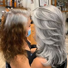 Long Hairstyle for Older Women with Gray Highlights Funky Gray Hair, Best Hair Color For Graying Hair Over 50, Jack Martin Colorist Gray, Blending Grey Hair With Blonde, Silver Gray Balayage, Hair Color Ideas For Graying Hair, How To Transition To Gray Hair, Red To Gray Hair Transition, Blonde To Grey Transition