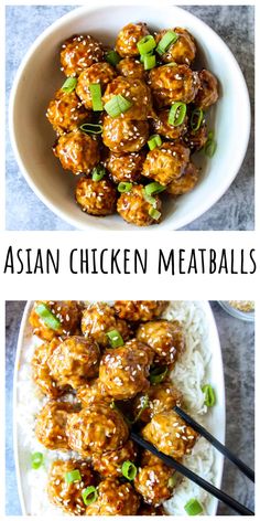 These juicy Asian Chicken Meatballs with a honey sesame glaze are baked or air fried for a healthier twist. This simple & delicious recipe can be a meal or an appetizer, and takes just 25 minutes to make. Asian Chicken Balls, Asian Chicken Meatballs Healthy, Chicken Meatballs Asian, Asian Meatball Recipes, Asian Meatballs Healthy, Sesame Chicken Meatballs, Chicken Mince Recipes, Sesame Glaze, Chicken Meatball Recipe