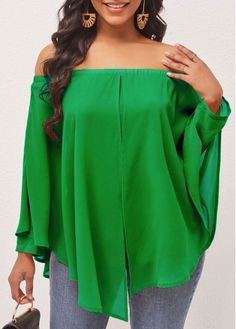 Size:S;Color:Green;Package Contents:1 X Blouse;Clothing Length:80.00;Color Scheme:Green;Season:Spring;Style:Casual;Composition:100%Polyester;Washing Instructions:Hand Wash /Machine Washable;Occasion:Staycation;Clothing&apos;s Length:Long;Neckline:Off Shoulder;Pattern Type:Solid;Sleeve&apos;s Length:Long Sleeve;Decoration:Asymmetric Hem; Chic Green Off-shoulder Blouse, Green Off-shoulder Party Top, Chic Green Off-shoulder Top, Green Asymmetrical Hem Top For Party, Green Off-shoulder Blouse, Green Asymmetrical Hem Blouse For Spring, Spring Green Blouse With Asymmetrical Hem, Green Asymmetrical Top For Party, Chic Green Top With Asymmetrical Hem