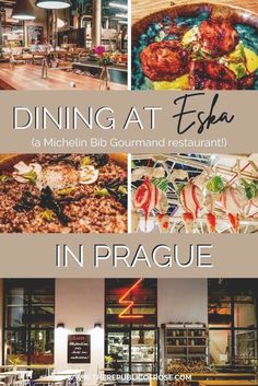 dining at fisha in prague with text overlay that reads dining at fisha