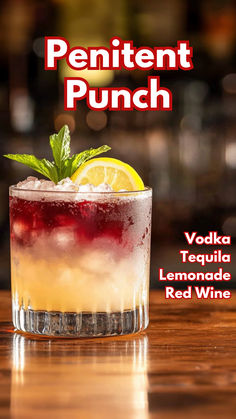 Penitent Punch Alcoholic Drinks With Vodka, Titos Vodka Drinks, Weird Drinks, Unique Alcoholic Drinks, Tequila And Lemonade, Red Wine Cocktails, Vodka Cocktails Easy