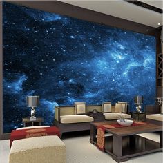 blue galaxy wallpaper Galaxy Wall Mural, Galaxy Bedroom, Blue Galaxy, Bedroom Pictures, Bedroom Wallpaper, Wallpaper Bedroom, Cheap Home Decor, Photo Wallpaper, Galaxy Wallpaper