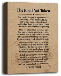 the road not taken poem on brown paper