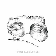 an ink drawing of two eyeballs on a piece of paper