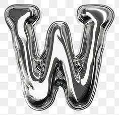 the letter w is made up of shiny chrome letters, hd png and psd