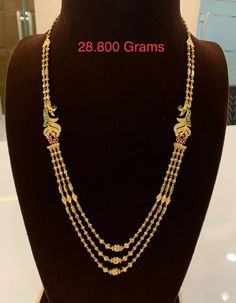 3 Step Gold Chains, Step Chain Designs Gold, Long Chandraharam Designs, 3 Layer Chain Necklace Gold Indian, Step Golusu Gold, Simple Step Chains In Gold Indian, Steps Chain Gold Indian, Steps Haram Designs Gold, Step Chains Designs