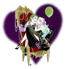 two people sitting on a chair in front of a purple heart with the moon behind them