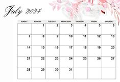 Floral July 2024 HD wallpaper Calendar Design