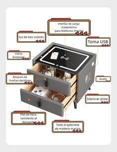 an image of a drawer labeled in spanish