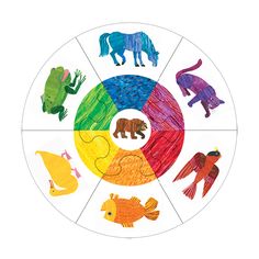 a circle with different animals painted on it