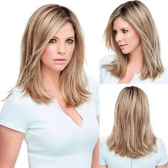 Lob Haircut For Round Face Plus Size, 40 Year Old Hairstyles 2023, Jahodová Blond, Dark Roots Hair, Shoulder Length Straight Hair, Long Bob Blonde, Hair Blond, Side Part Hairstyles, Blonde Wigs