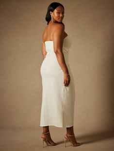 Bridal by ELOQUII Twisted Top Dress | Women's Plus Size Dresses | ELOQUII Twisted Top, Bridal Styles, Strapless Bodycon Dress, Seam Allowance, Woman Within, Swimsuits For All, Top Dress, Wrap Skirt, Bridal Style