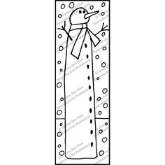 a black and white drawing of a snowman in a tall frame with bubbles on it