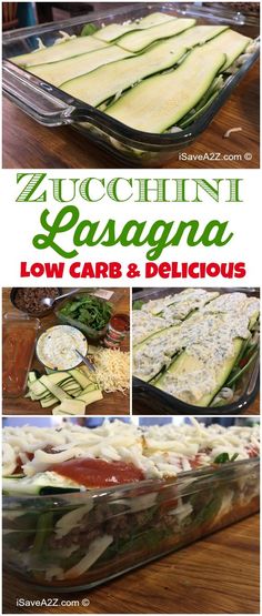 zucchini lasagna with low carb and delicious cheeses in it