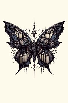 a black and white butterfly tattoo design