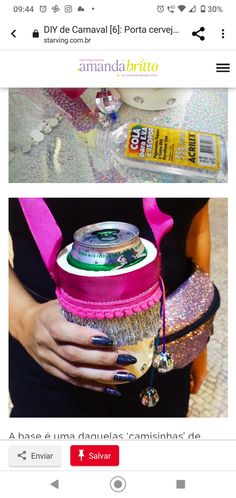 an image of a woman holding a jar with glitter on it and the caption says, diy de caraval e porta porta cerv