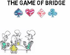 the game of bridge is shown with four people sitting at a table