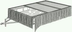 a drawing of a table with fringes on the top and bottom section, viewed from above