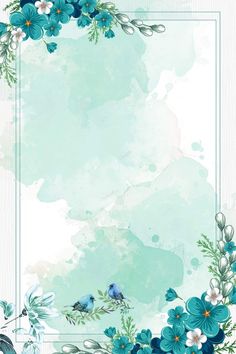 a watercolor background with blue flowers and birds