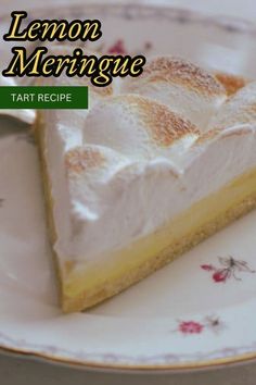 a slice of lemon meringue tart recipe on a plate