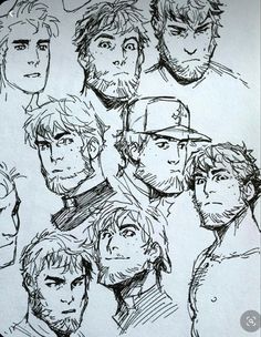 a drawing of many different faces and hair