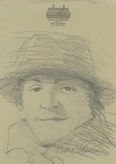 a drawing of a man wearing a hat